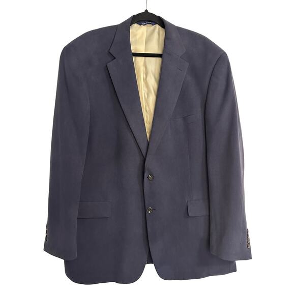 Alan Flusser Blue Silk Two Button Front Single Breasted Sports Jacket Size 48L - Picture 1 of 6